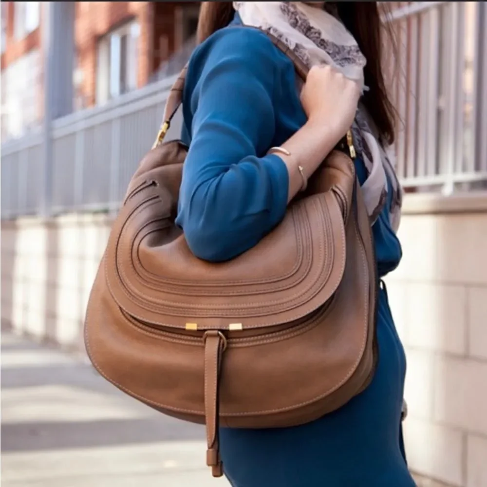 Chloe Marcie Large Hobo Leather Shoulder Bag - Picture 2 of 16